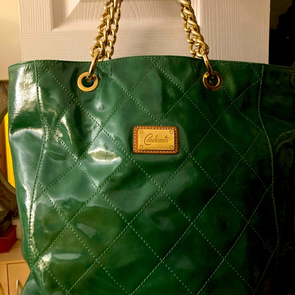 COPY - Cavalcanti Large Green Patent Leather Tote